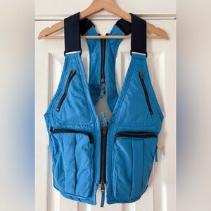Free People Movement Blue Zip-Up Utility Vest with Pockets‎ One Size NWT
